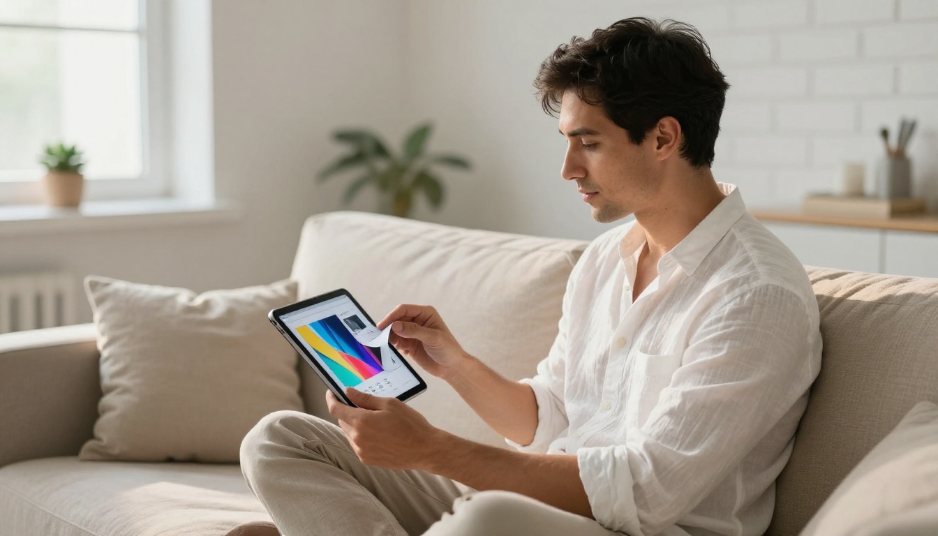 Man viewing flipbook on iPad Man viewing flipbook on iPad
