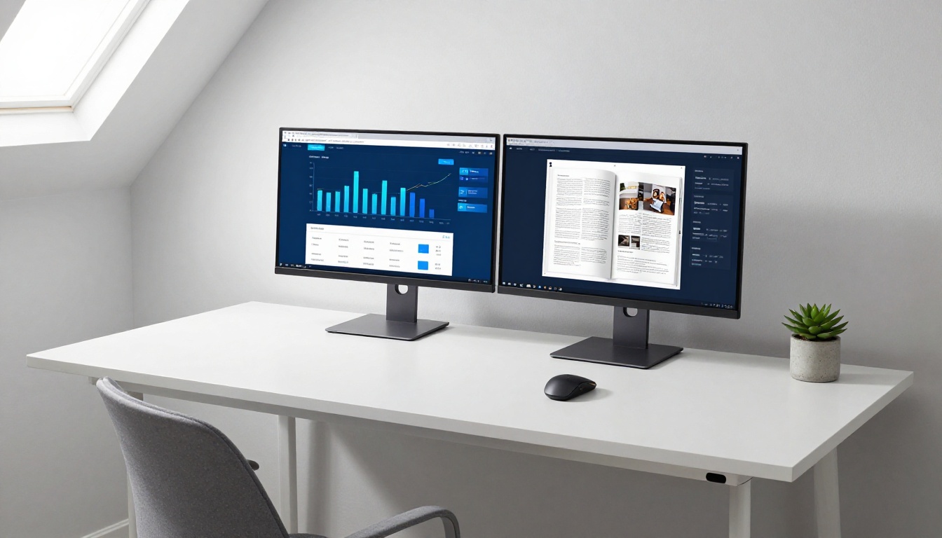 Analytics dashboard on dual monitor setup Analytics dashboard on dual monitor setup
