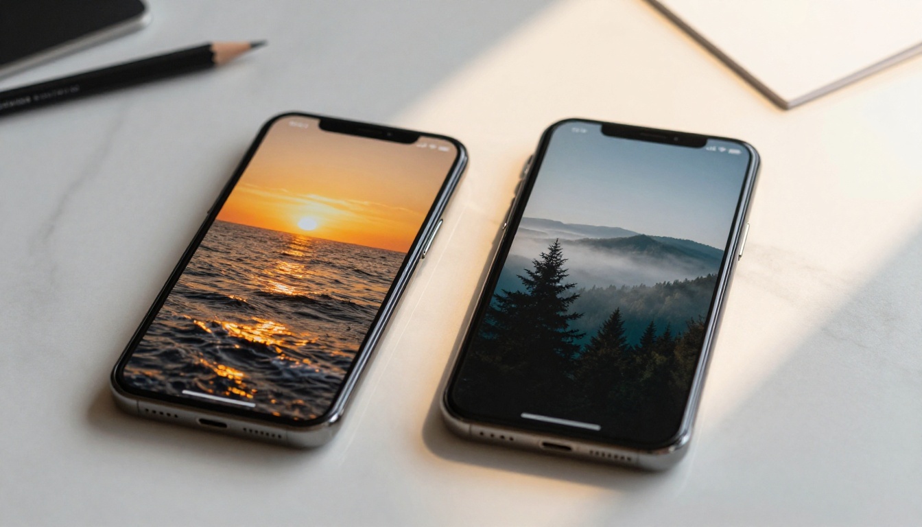 Two smartphones side by side showing different AI video outputs Two smartphones side by side showing different AI video outputs