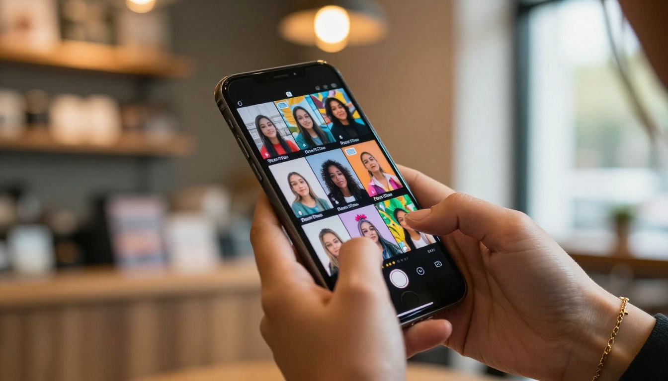 TikTok video feed on smartphone with bokeh background