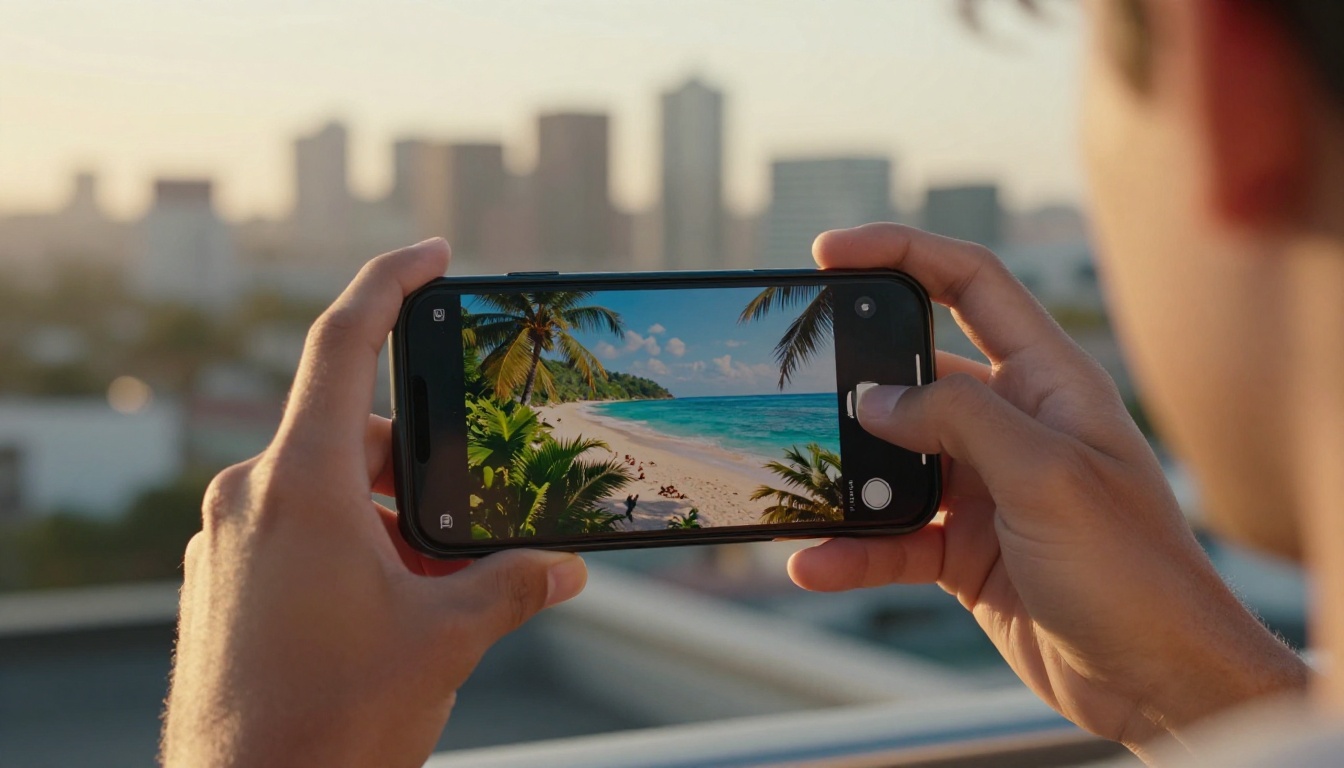 AI video generation on smartphone at golden hour