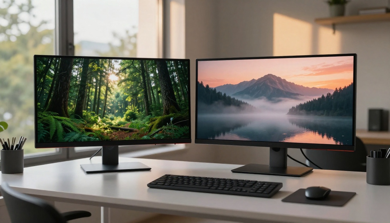 Side-by-side comparison of AI video outputs on dual professional monitors