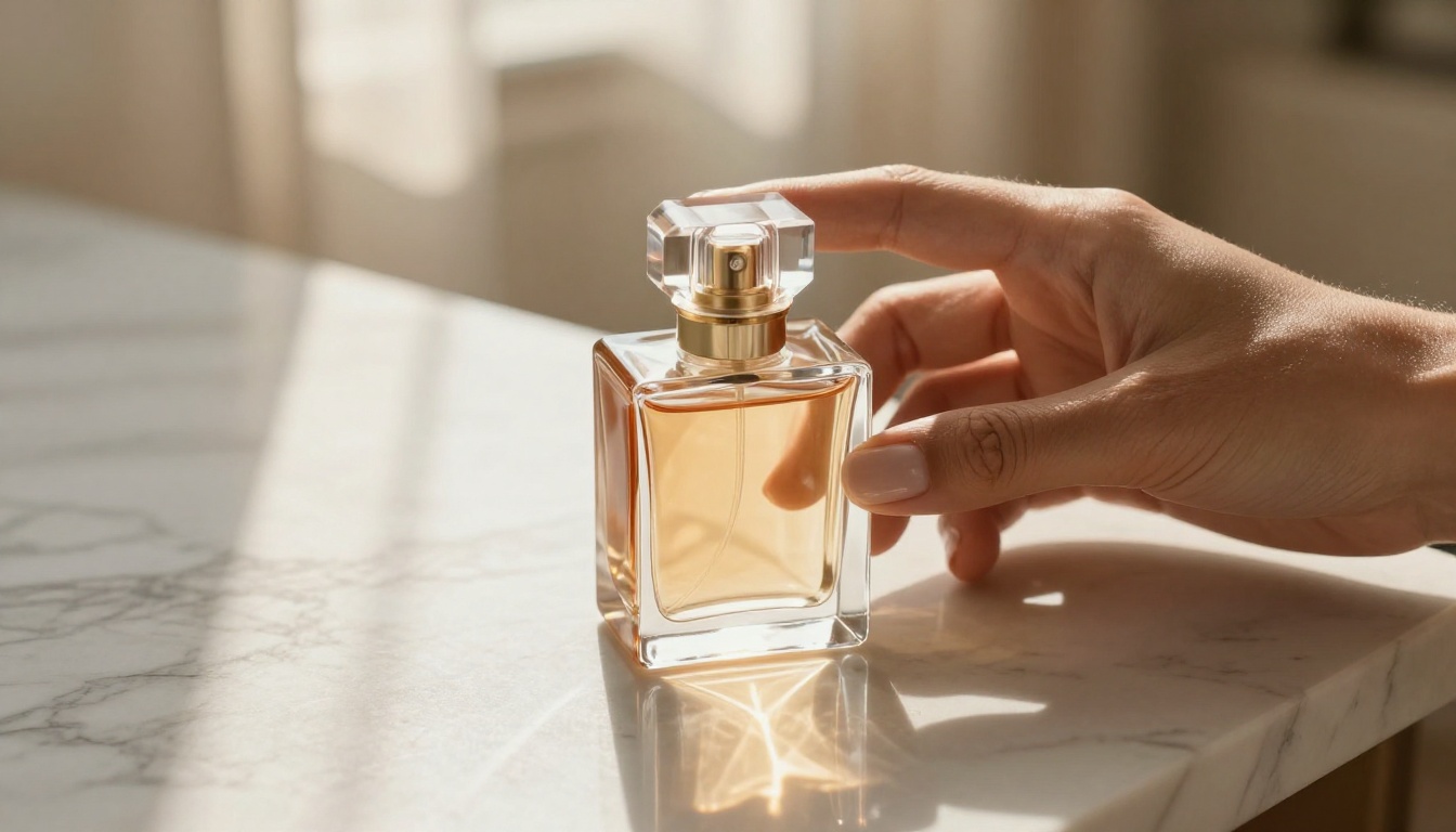 Close-up product photography with luxury perfume bottle Close-up product photography with luxury perfume bottle