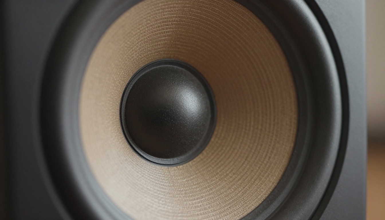 High-fidelity speaker cone macro close-up