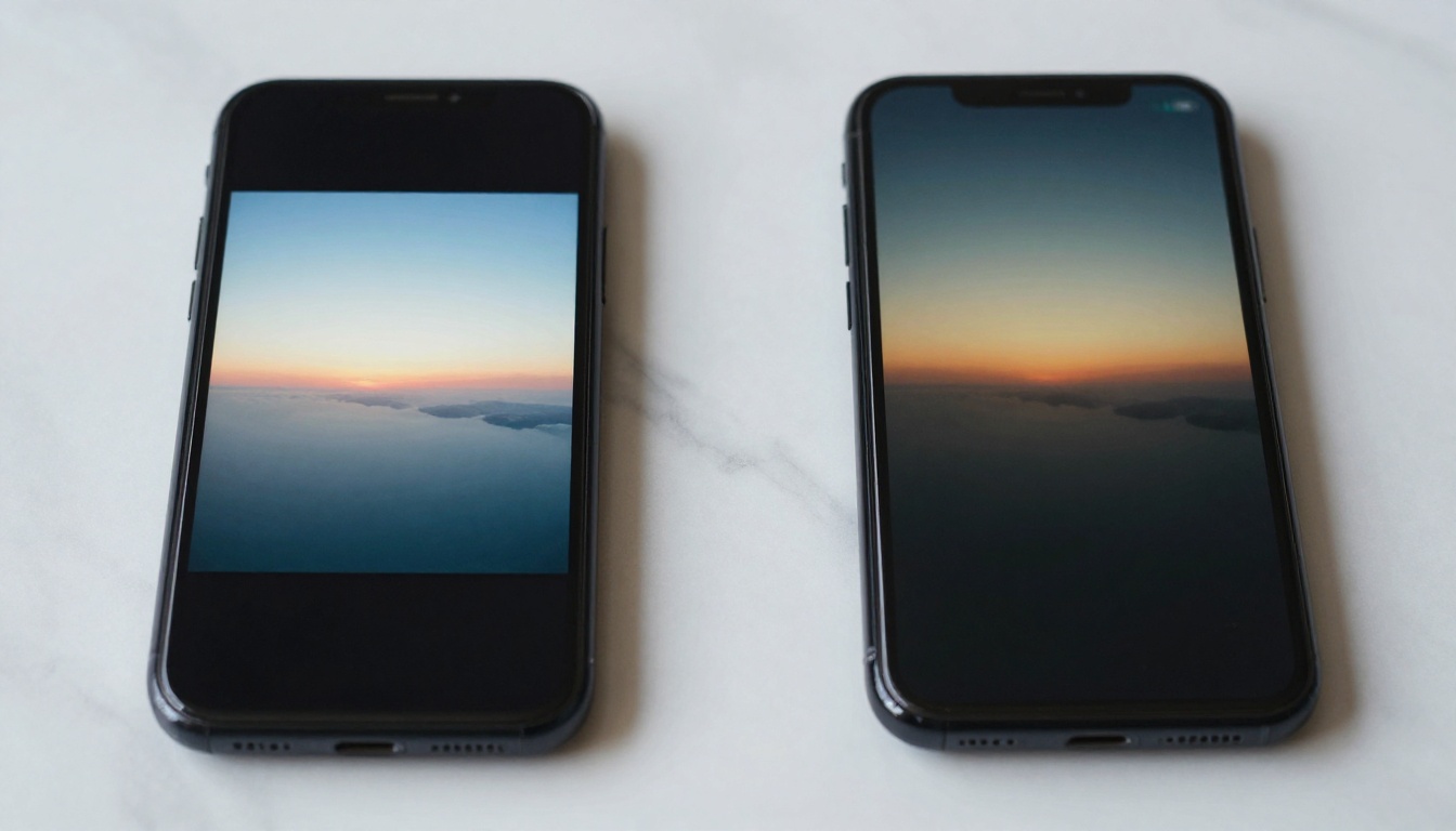 Portrait vs landscape video format comparison on marble surface