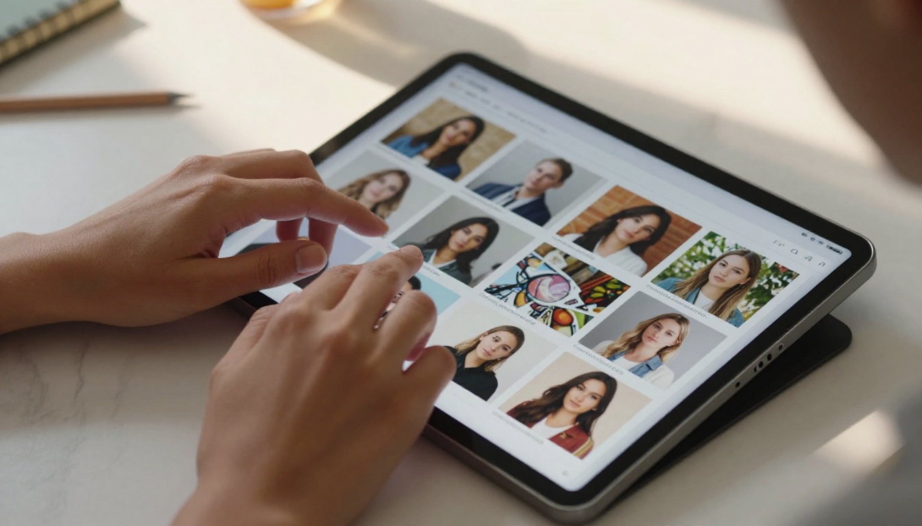 AI image generation workflow on a tablet screen