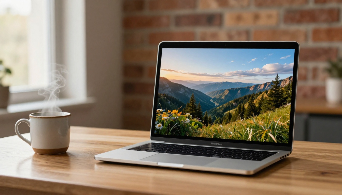 AI researcher reviewing generated images on laptop
