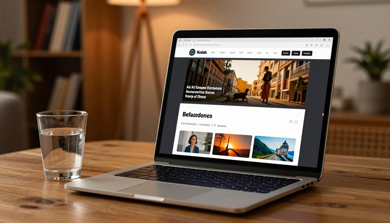 Laptop displaying AI image generation interface comparison