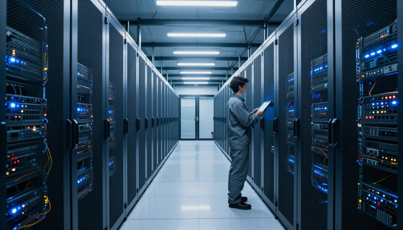 Modern AI data center with server racks