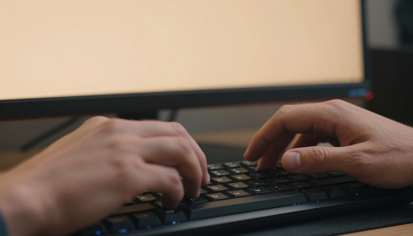 Hands typing on mechanical keyboard