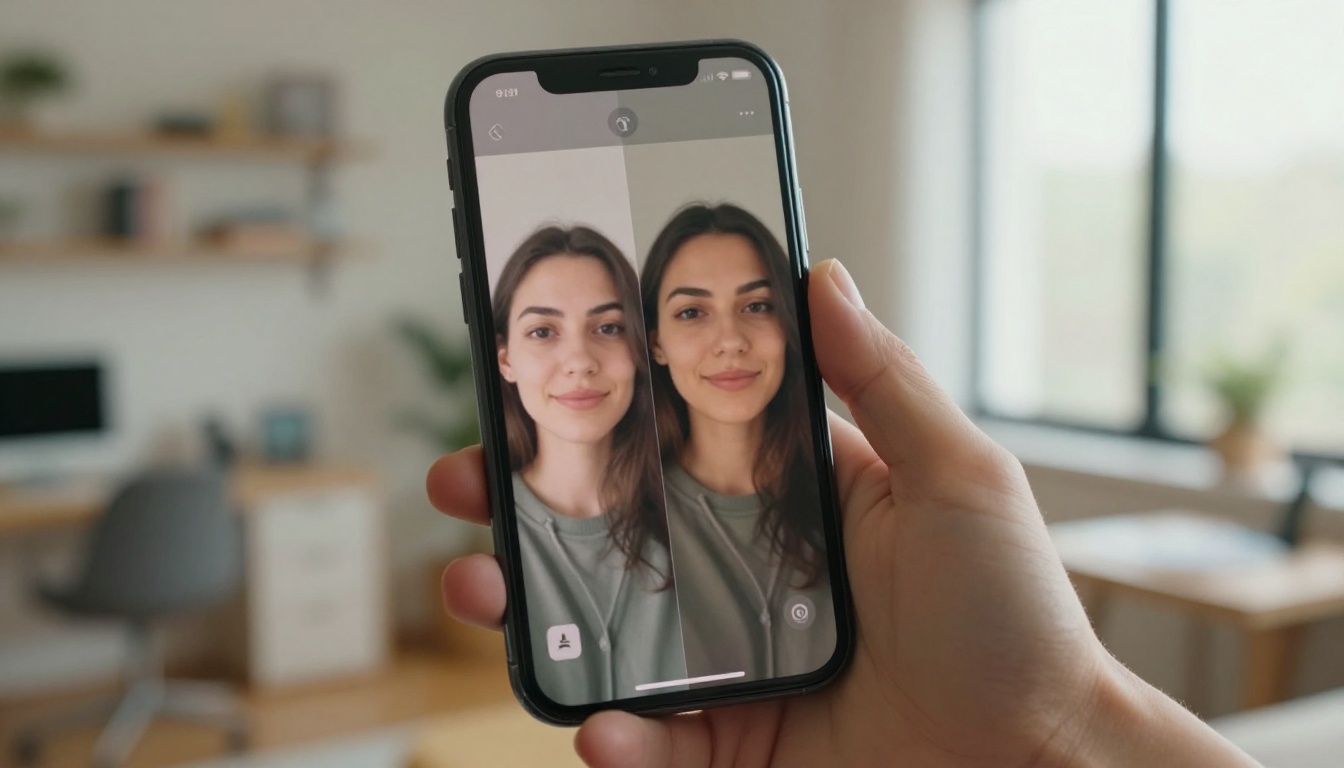 Close-up smartphone showing photo-to-video AI conversion