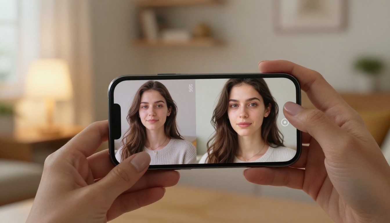 AI image generation interface on a smartphone with a stunning portrait materializing from a prompt