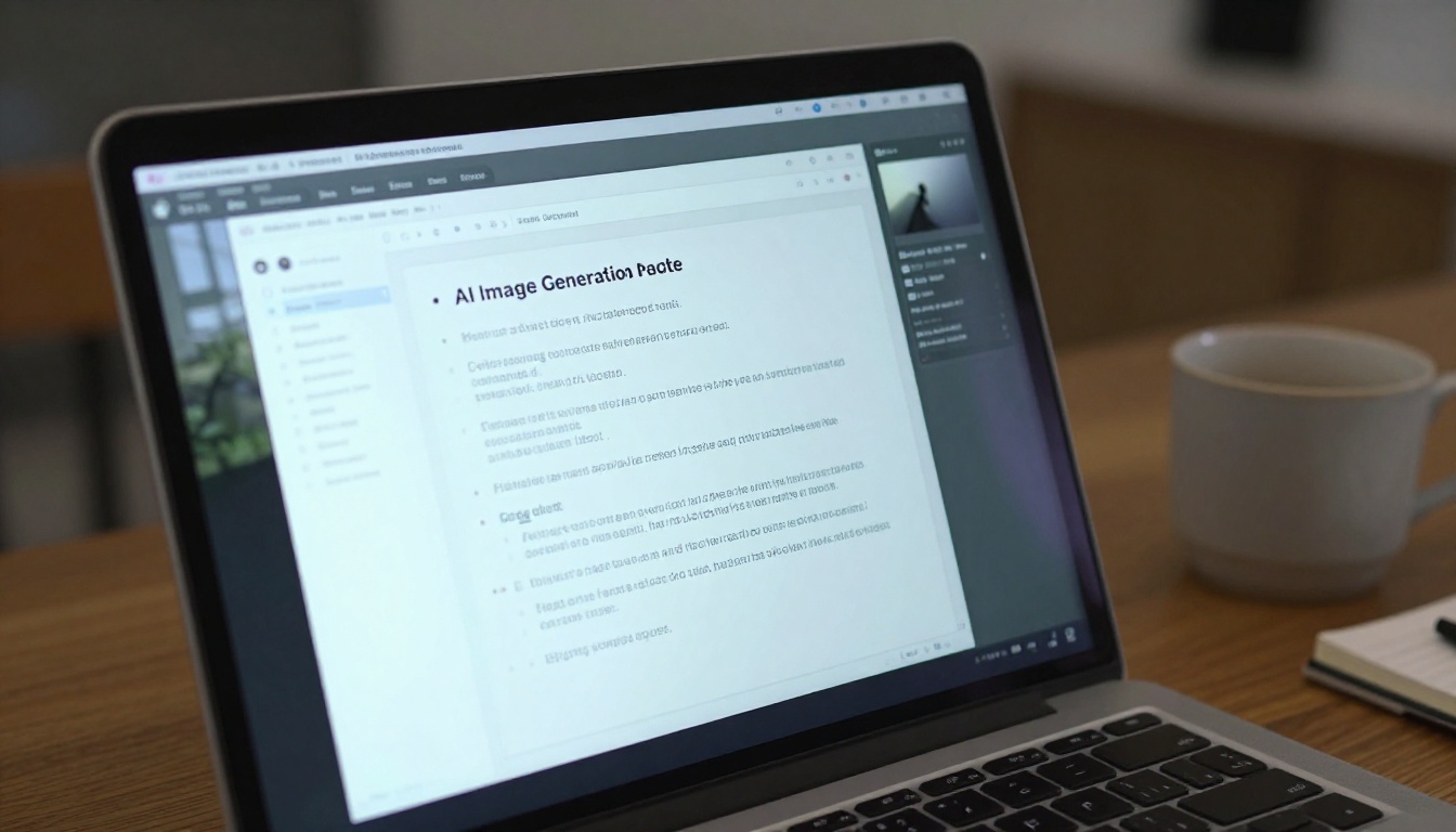 AI image generation interface showing a text prompt field on a laptop screen