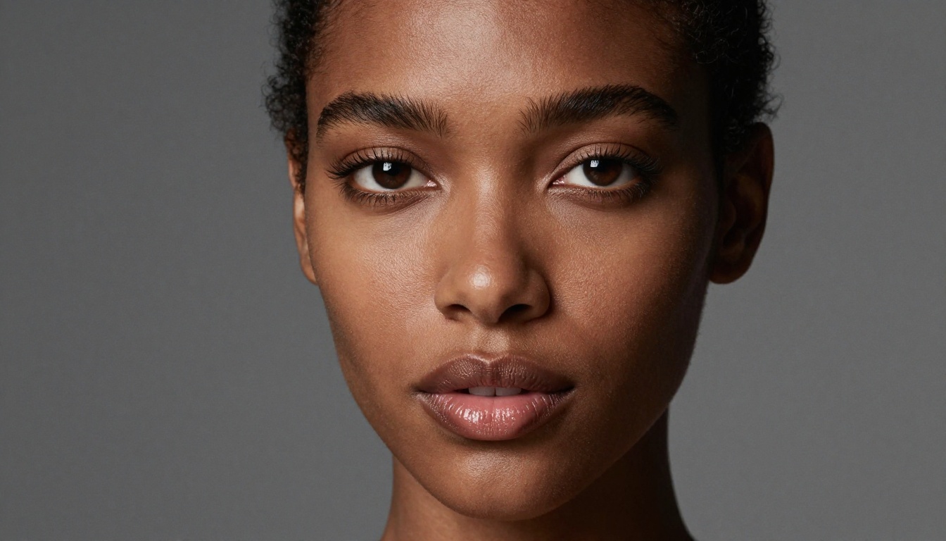 Close-up glamour portrait of a beautiful woman, representing the editorial beauty photography aesthetic achievable through AI image generation with relaxed content settings