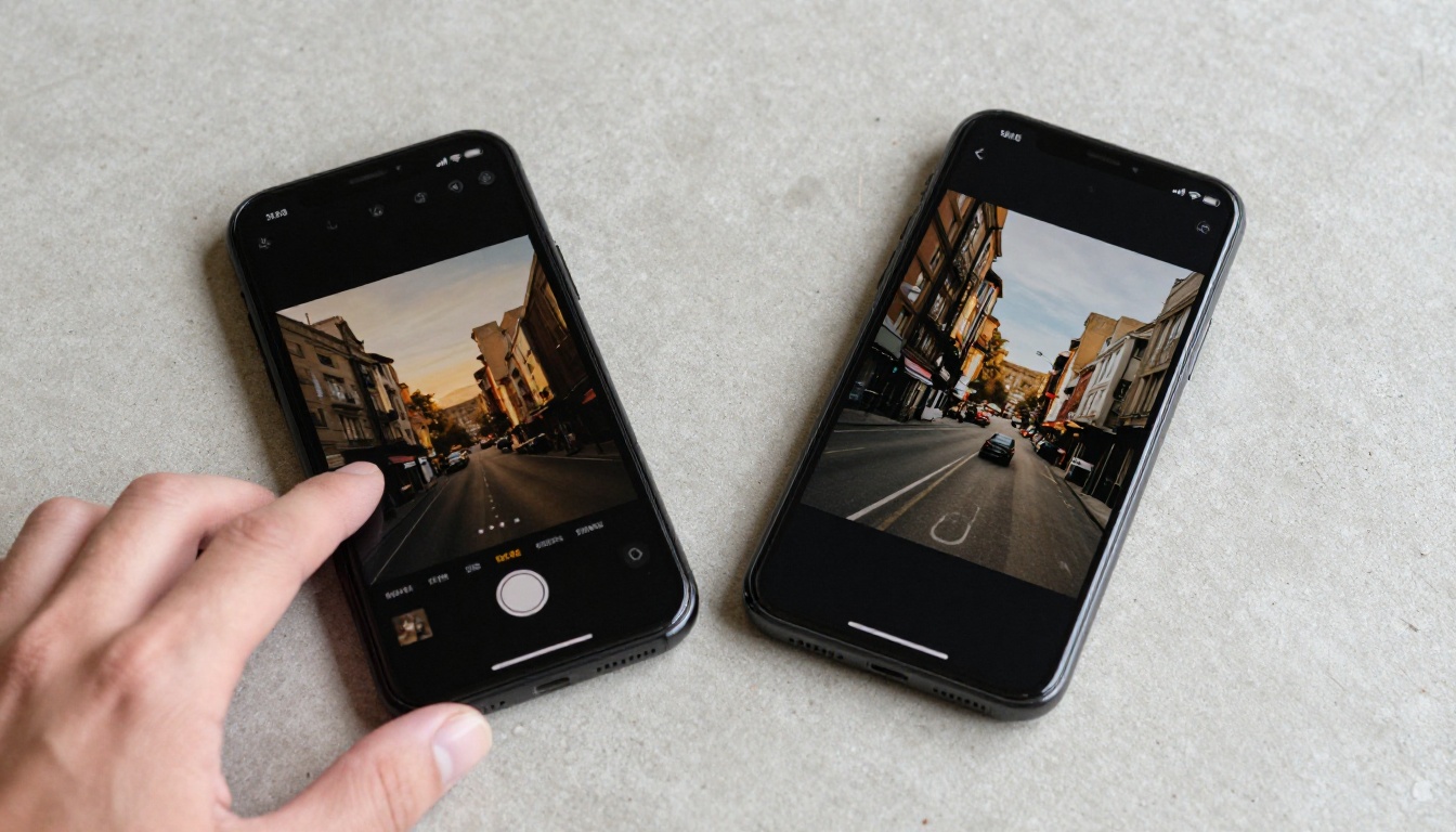 Two smartphones side by side showing different AI video outputs