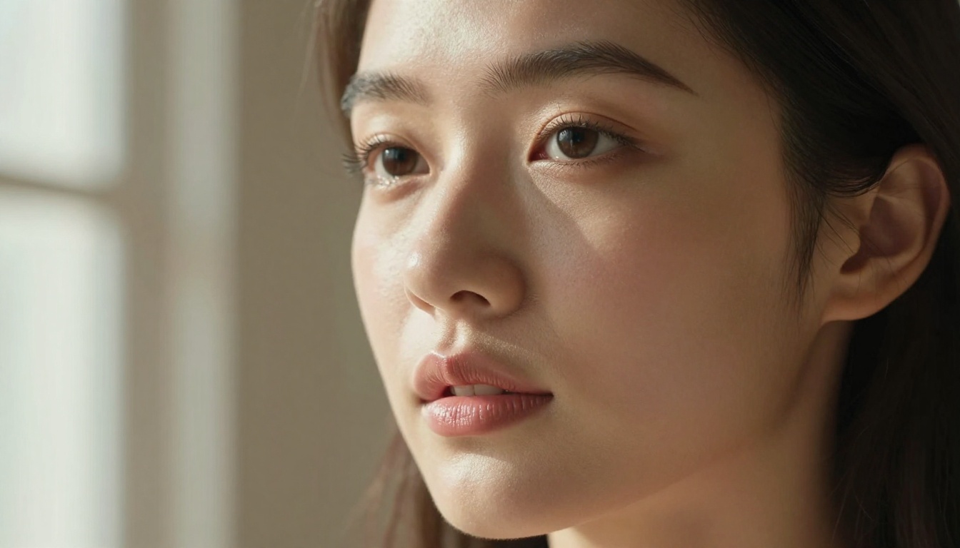 Close-up beauty portrait with natural lighting