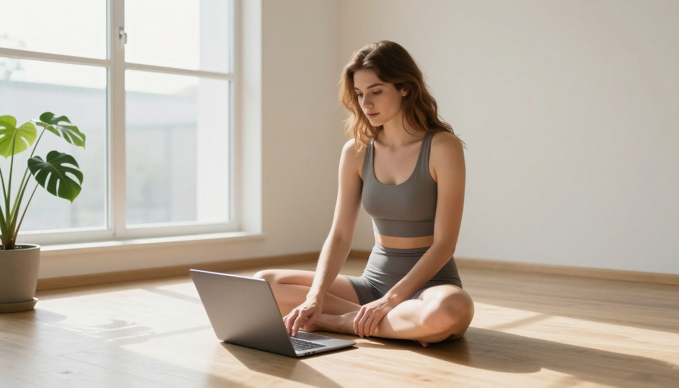 Woman watching content on laptop at home