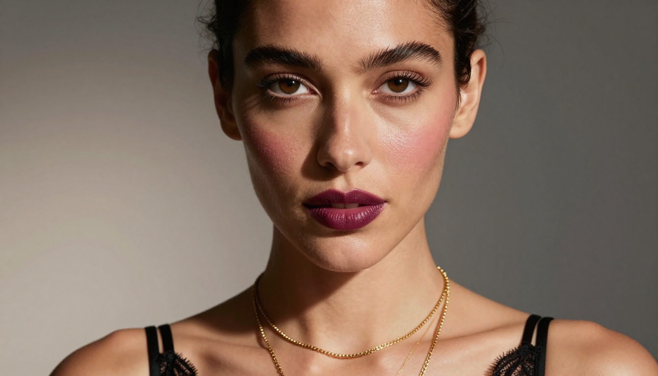 Elegant woman in glamour portrait, close-up beauty photography with natural lighting, photorealistic AI-generated result