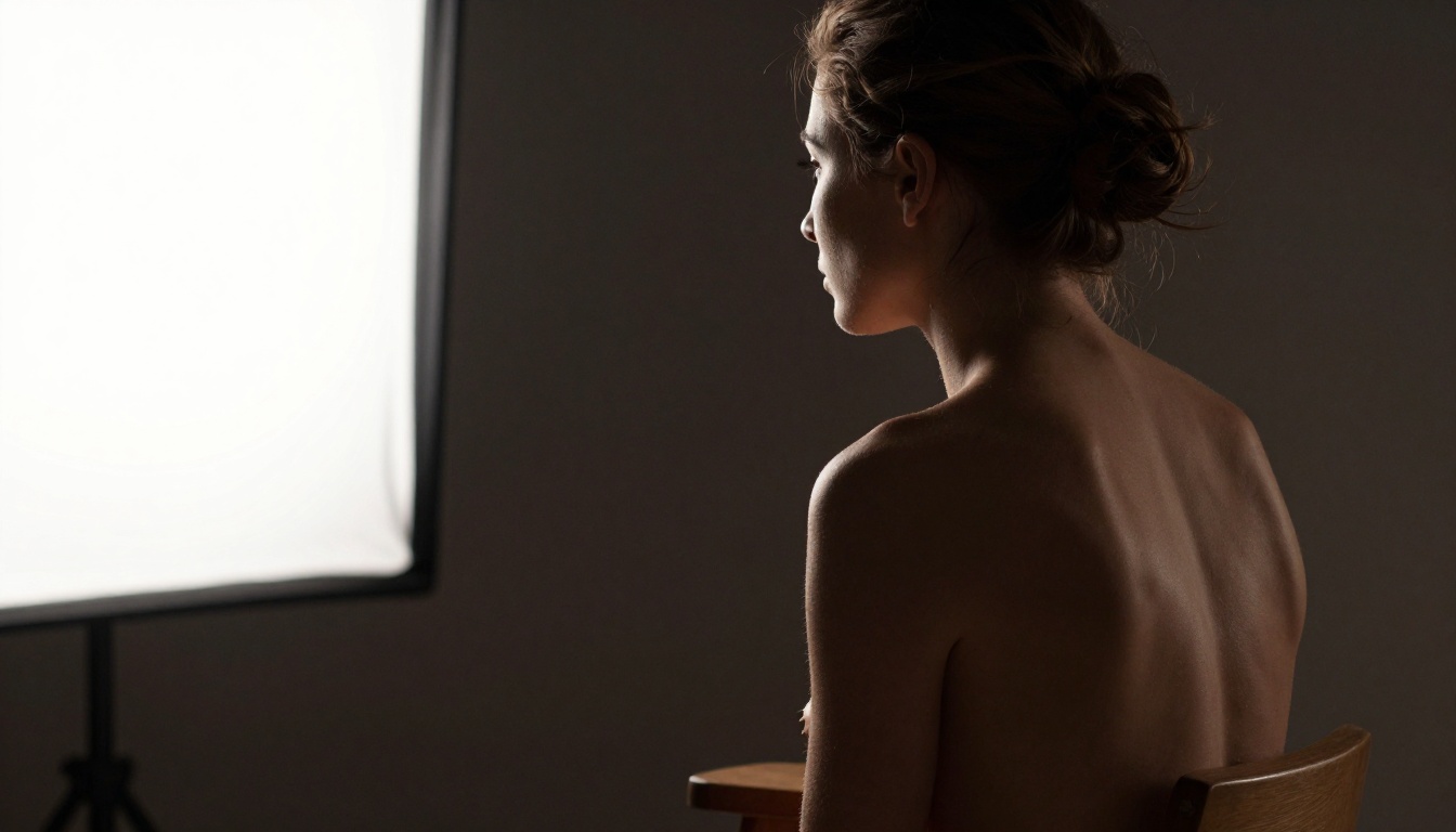 Fine art back portrait with Rembrandt single-source window lighting study