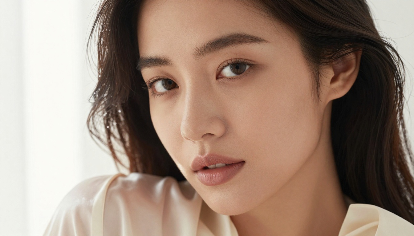Close-up portrait with Rembrandt lighting, natural skin detail