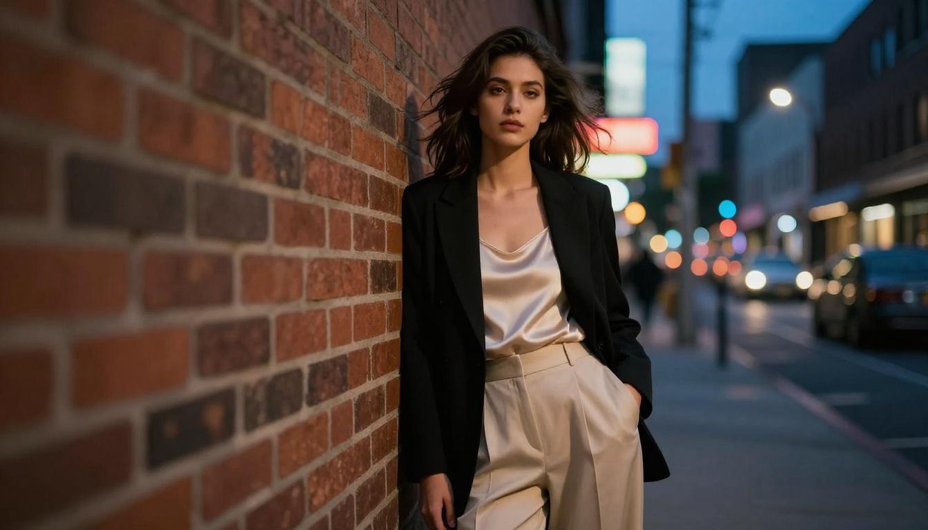Urban street style photography representing glamour aesthetic range