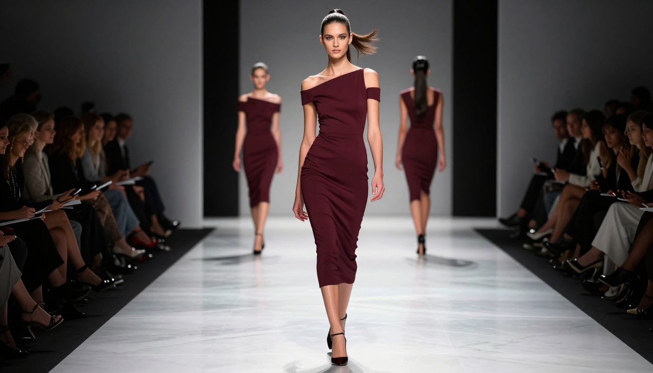Beautiful woman in a glamour fashion runway shot