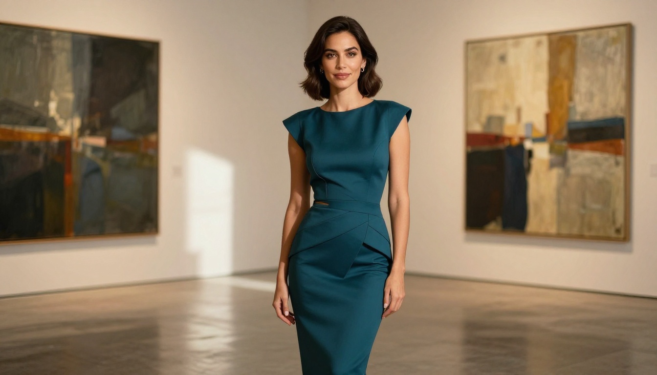 Confident woman standing in a modern art gallery