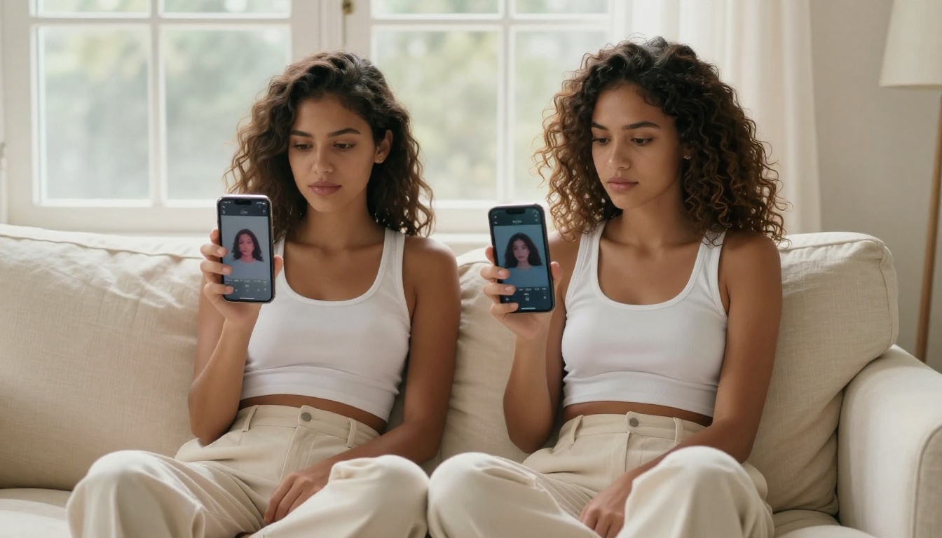 Two smartphones comparing AI-generated outputs with different filter settings