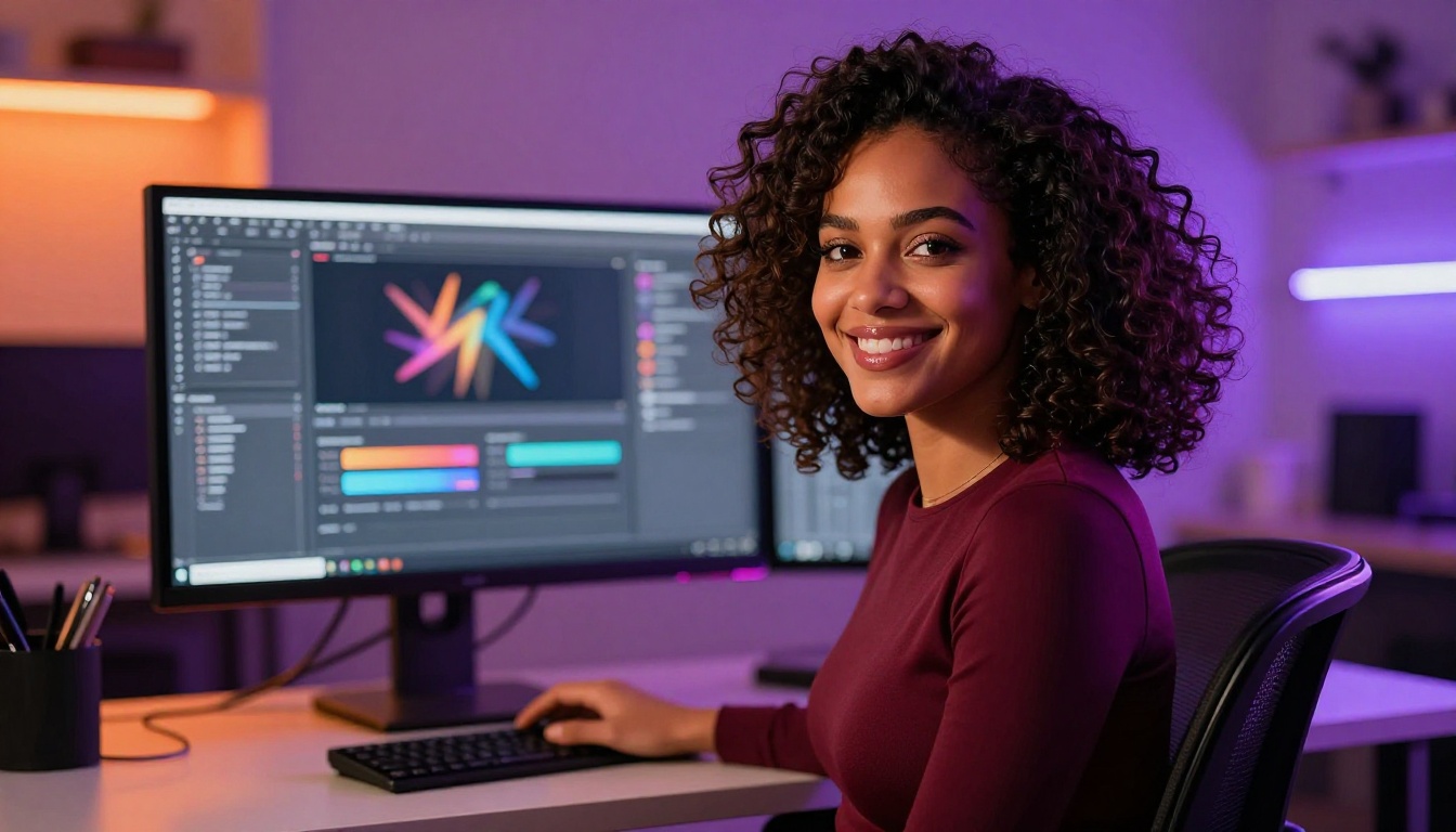 Confident creator at PicassoIA workstation ready to create