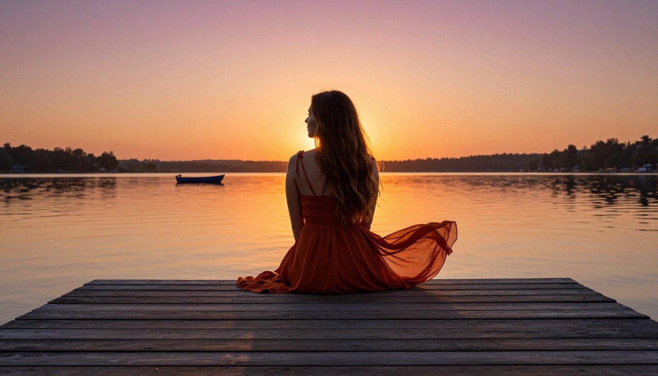 Golden hour lakeside scene representing the creative potential available within AI video platforms