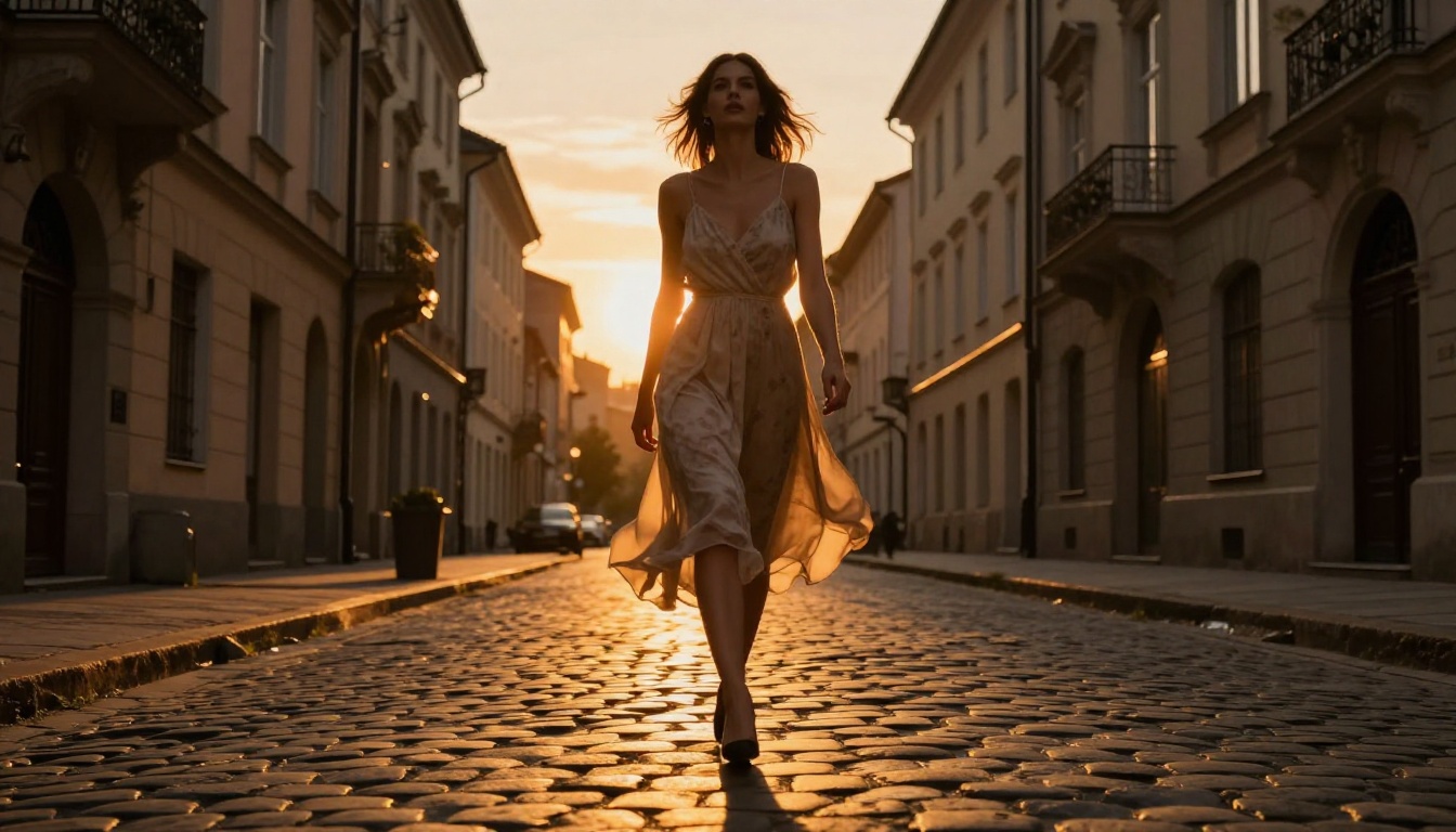Low-angle street shot showing dynamic motion and natural movement in AI video generation