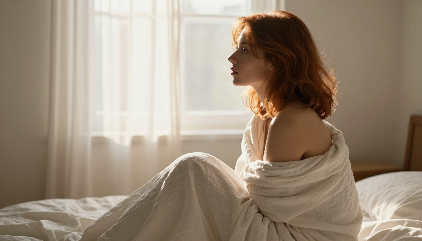 Morning light intimate portrait showing artistic non-explicit AI video aesthetic