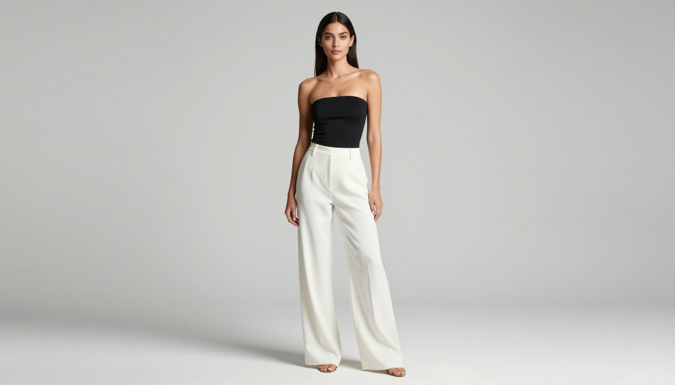 Woman in minimalist white photography studio