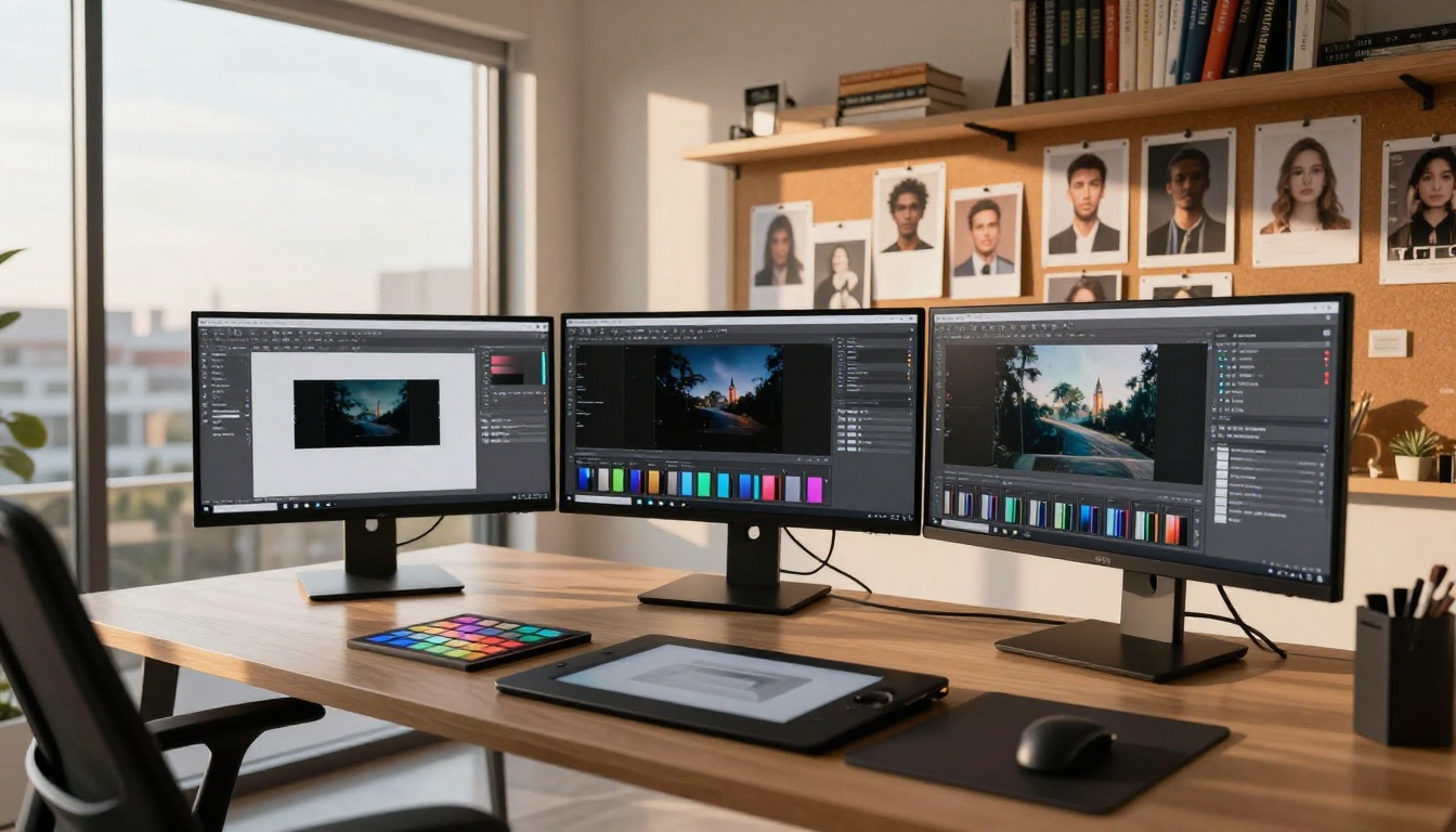 Content creator workspace for AI art production Content creator workspace for AI art production