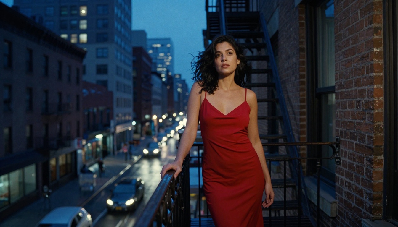 Urban night portrait cinematic street photography