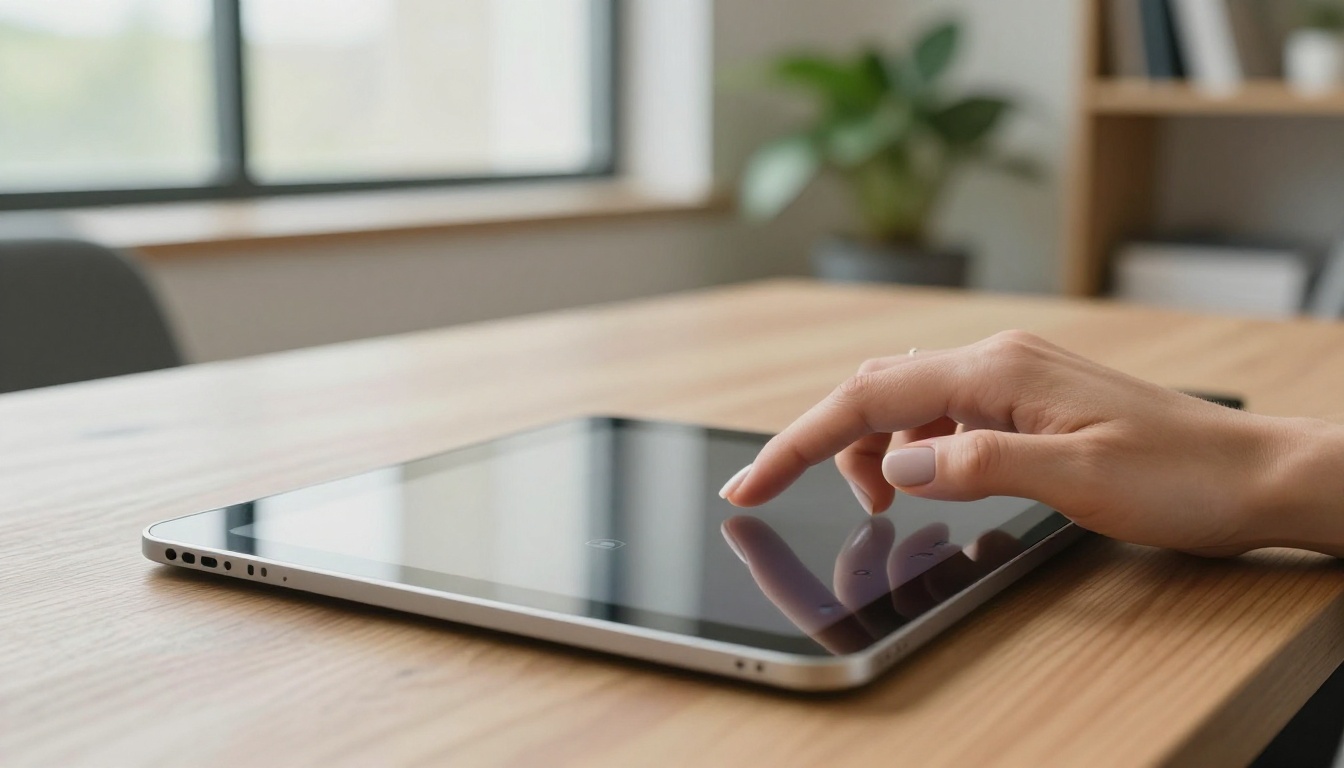 Woman using tablet for AI model selection