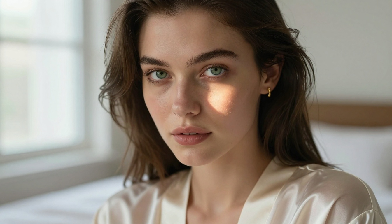 Beautiful woman portrait in soft morning light
