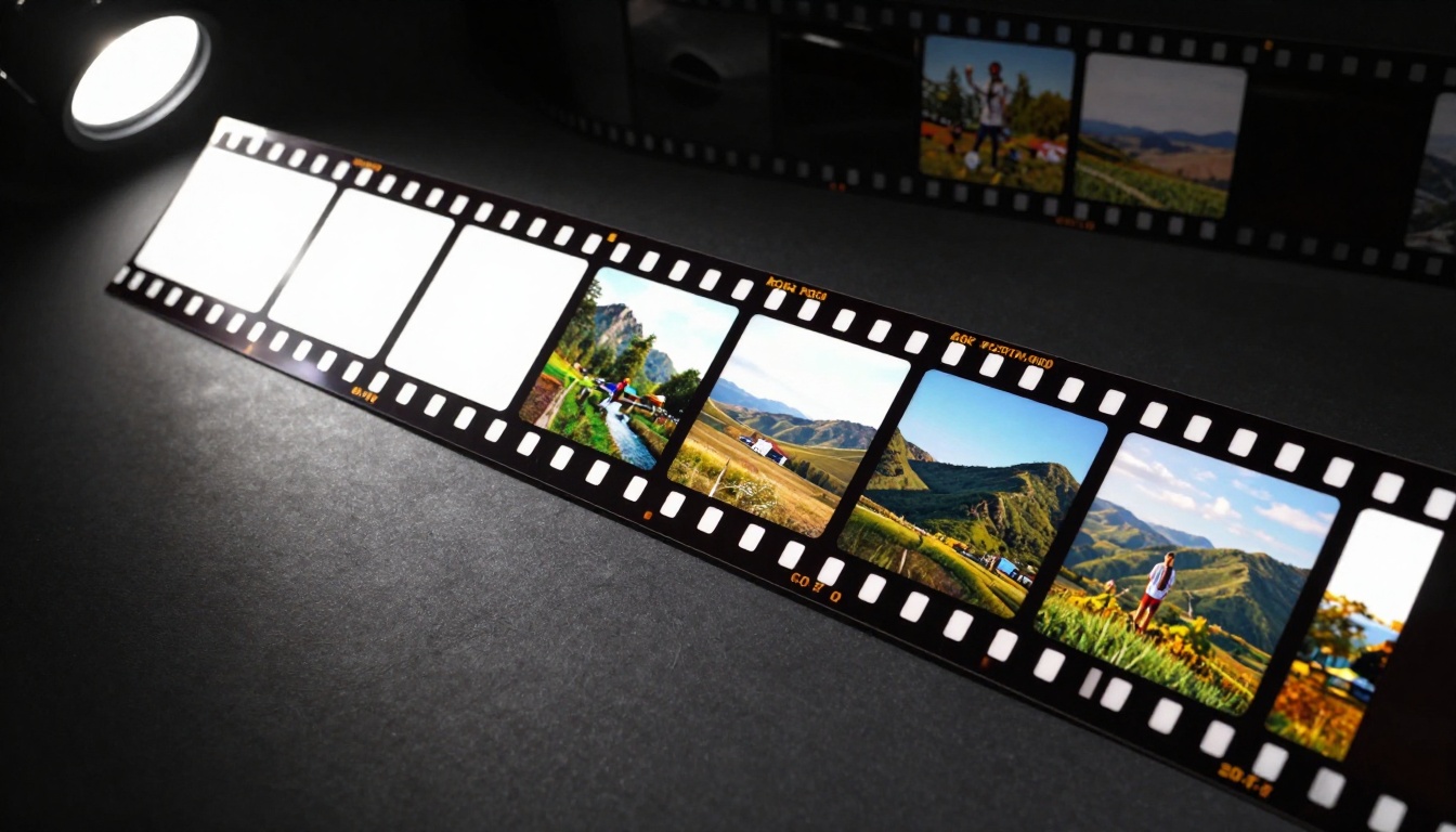 Abstract film strip visual representing AI video generation technology