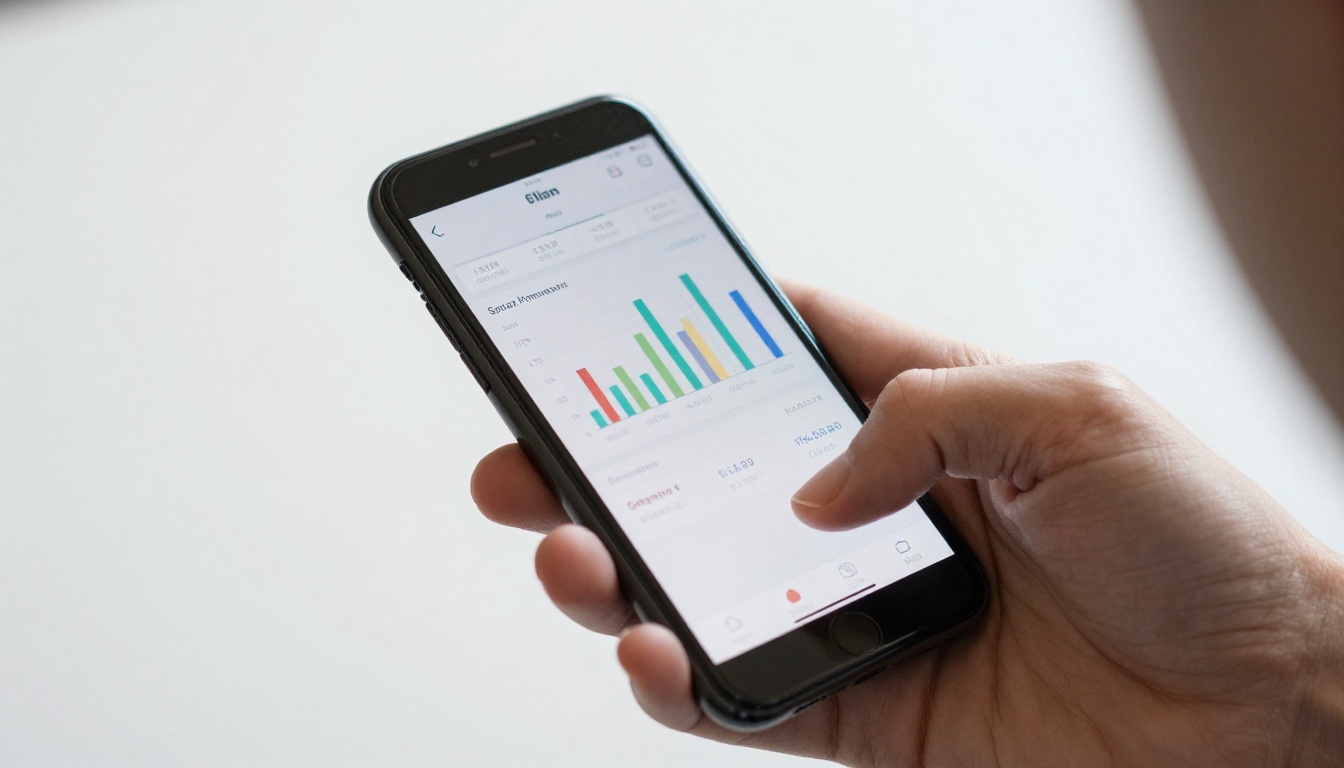 A smartphone displaying social media analytics with performance metrics