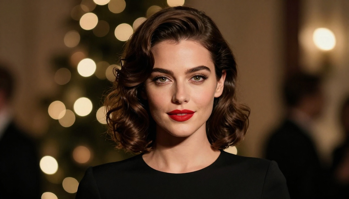 Glamour portrait with dramatic side lighting at party setting