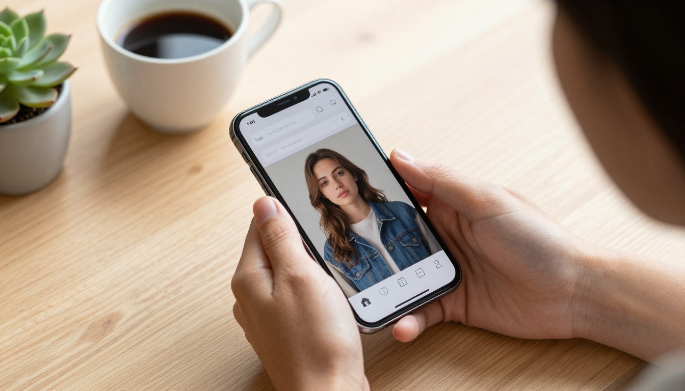 AI interface on smartphone showing portrait generation