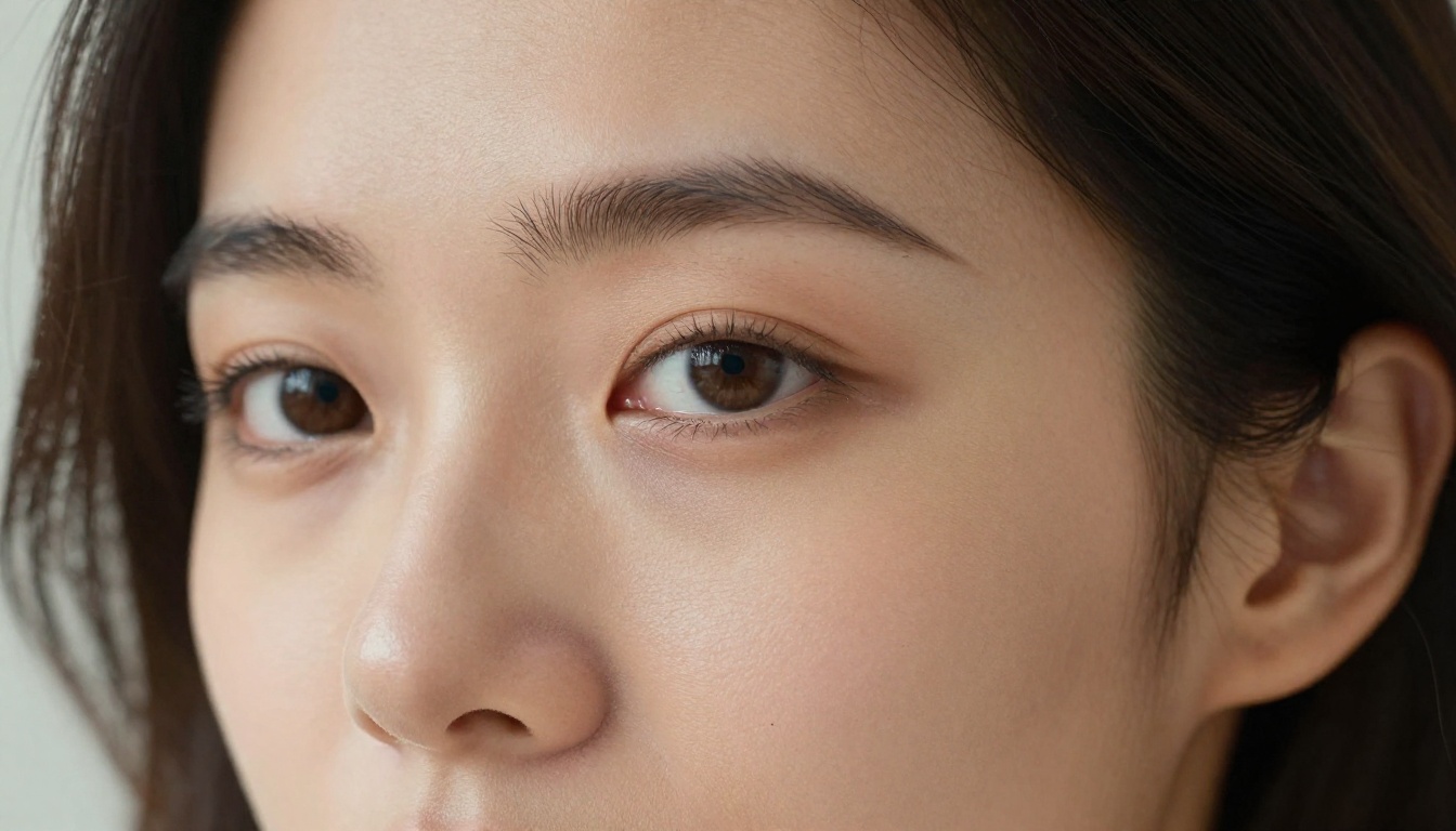 Close-up portrait face with natural lighting and skin texture
