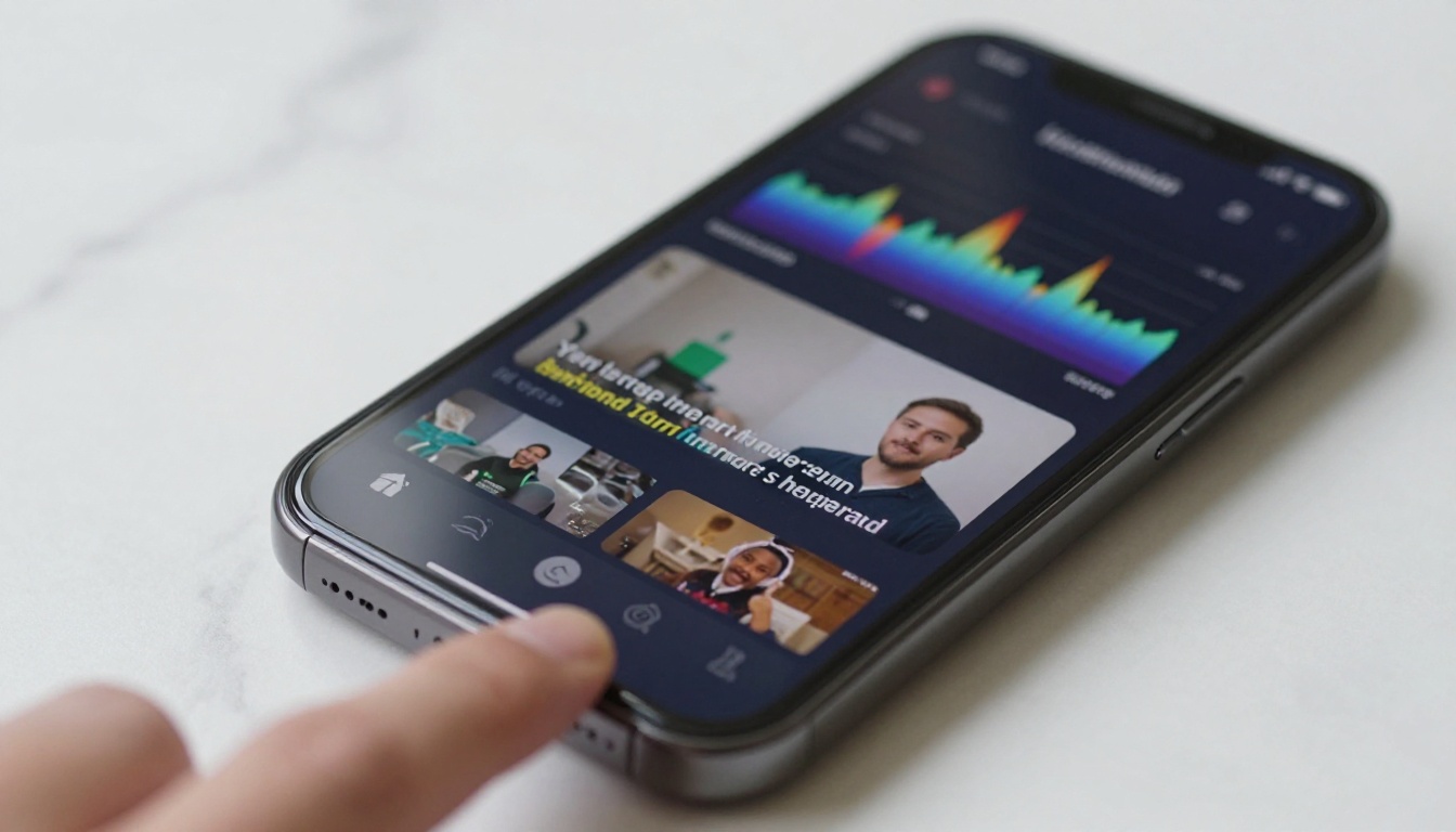 AI caption app interface on smartphone screen
