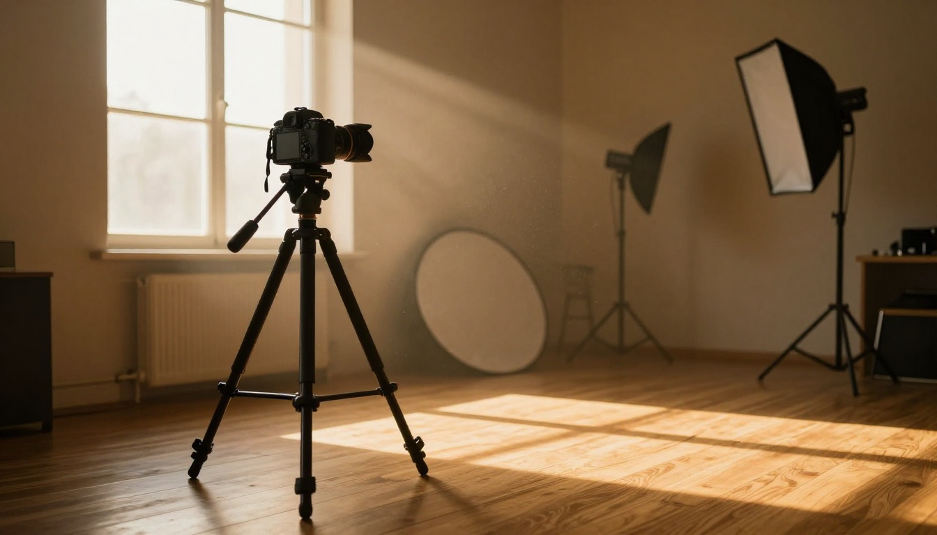 Photography studio with golden hour window light
