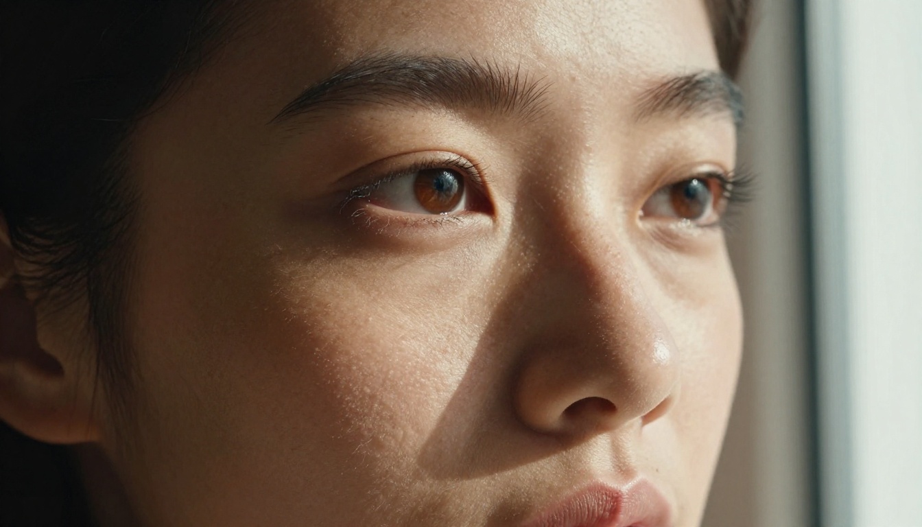 Close-up beauty portrait showing flawless skin texture and natural features
