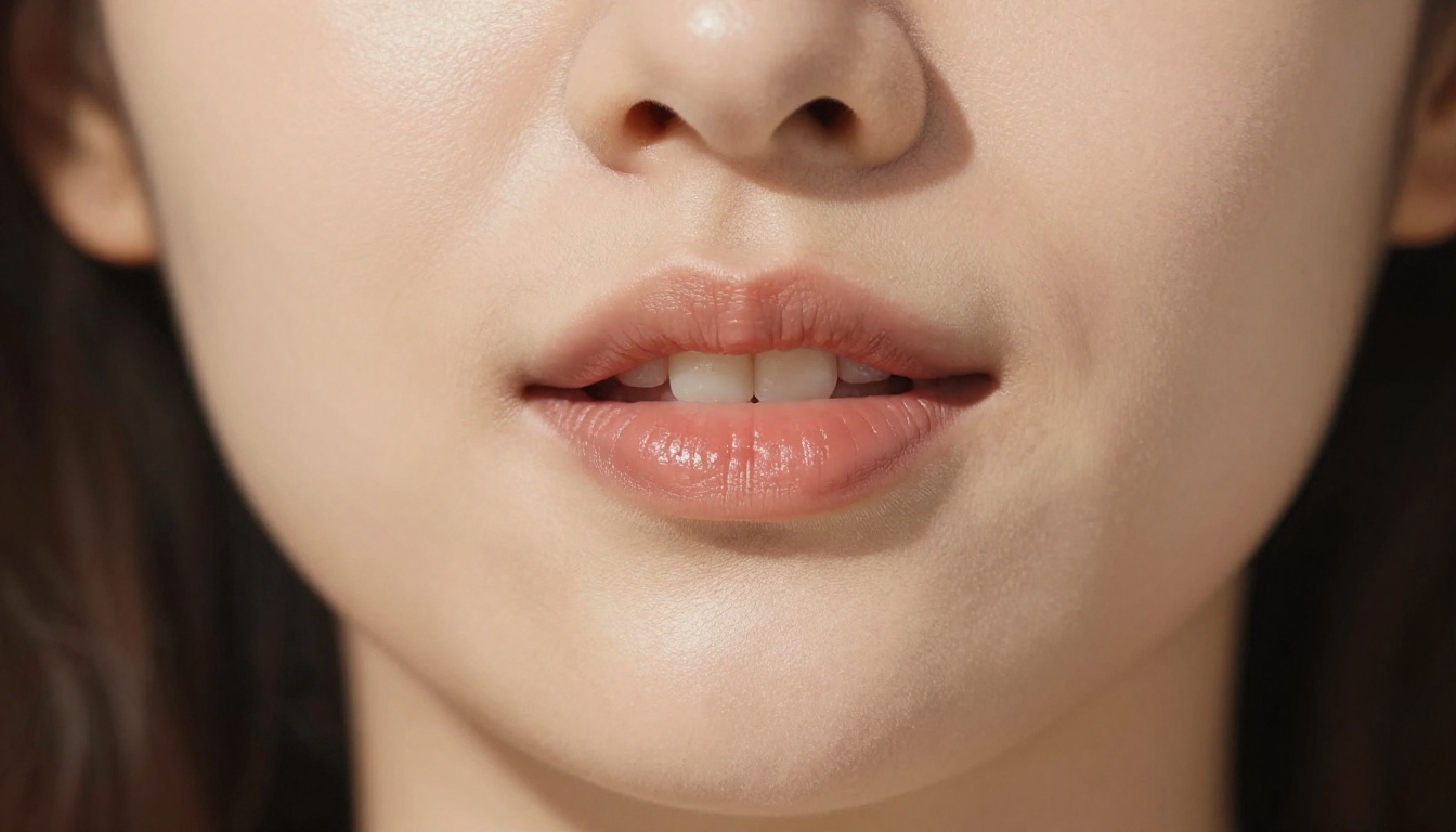 Close-up of mouth mid-speech