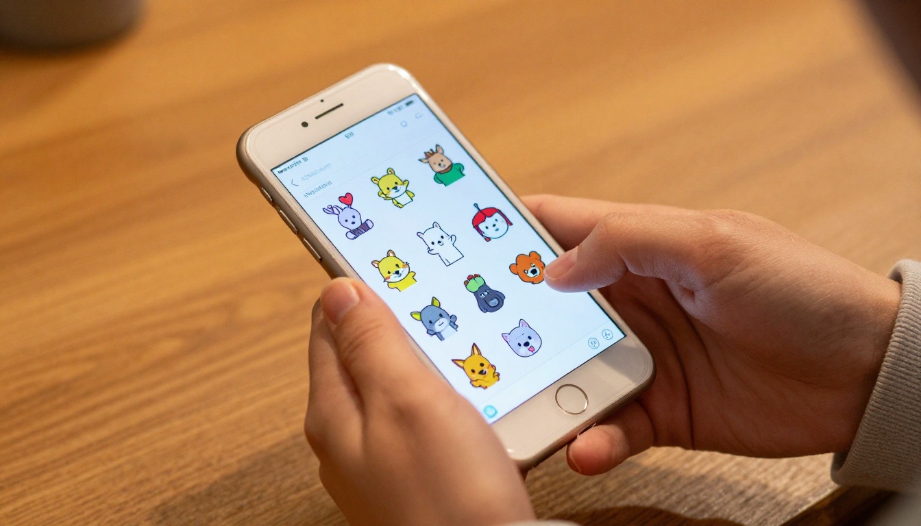 WhatsApp chat with colorful custom AI stickers