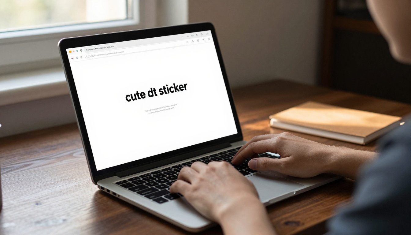 Person typing a prompt into an AI generation interface on a laptop
