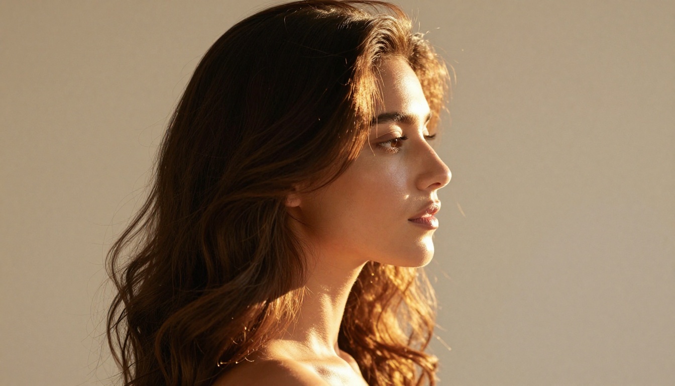 Side profile portrait showing individual hair strand detail and jawline skin texture