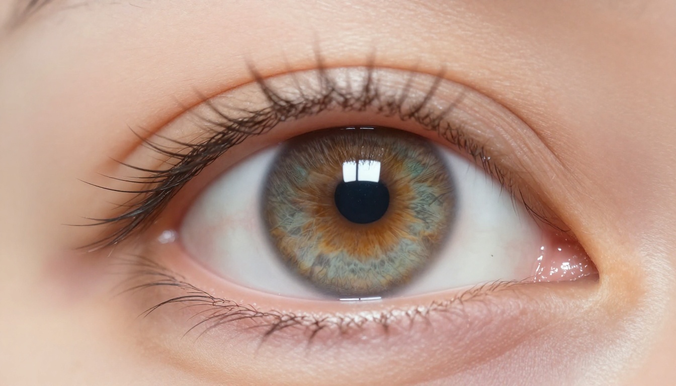 Extreme macro close-up of human eye showing iris fiber texture, eyelash detail, and natural catchlight